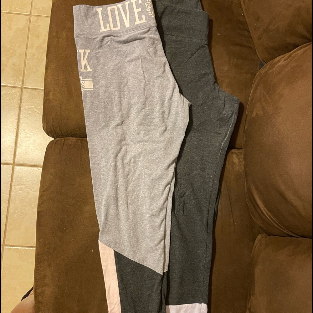 Authentic PINK leggings both size Large.